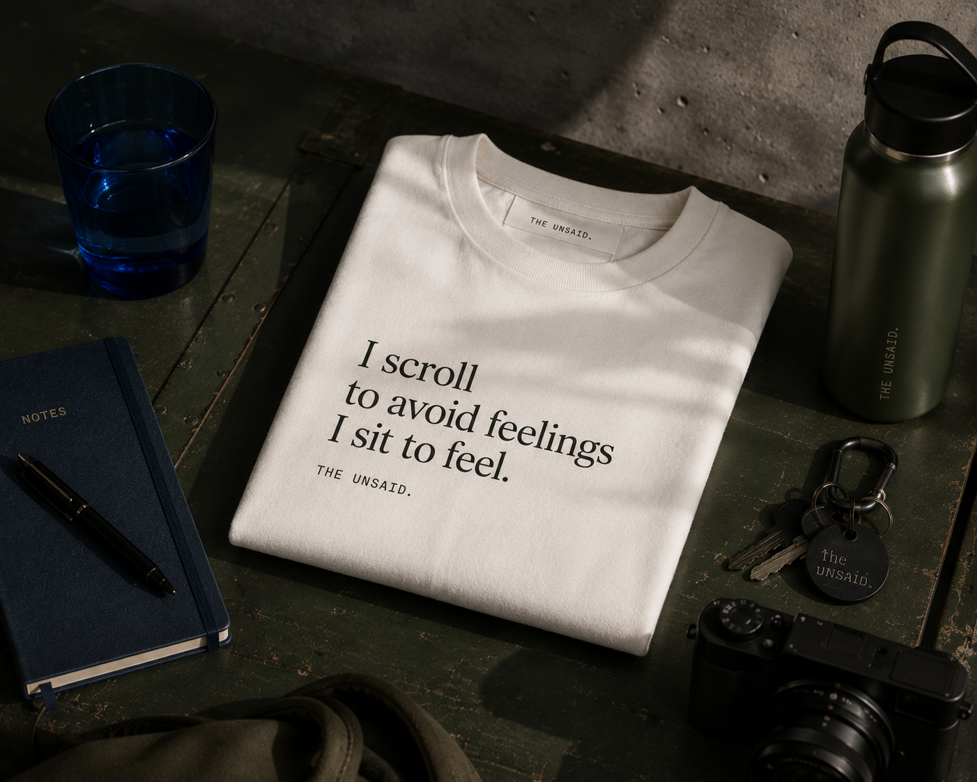 Tee — I scroll to avoid feelings. I sit to feel.
